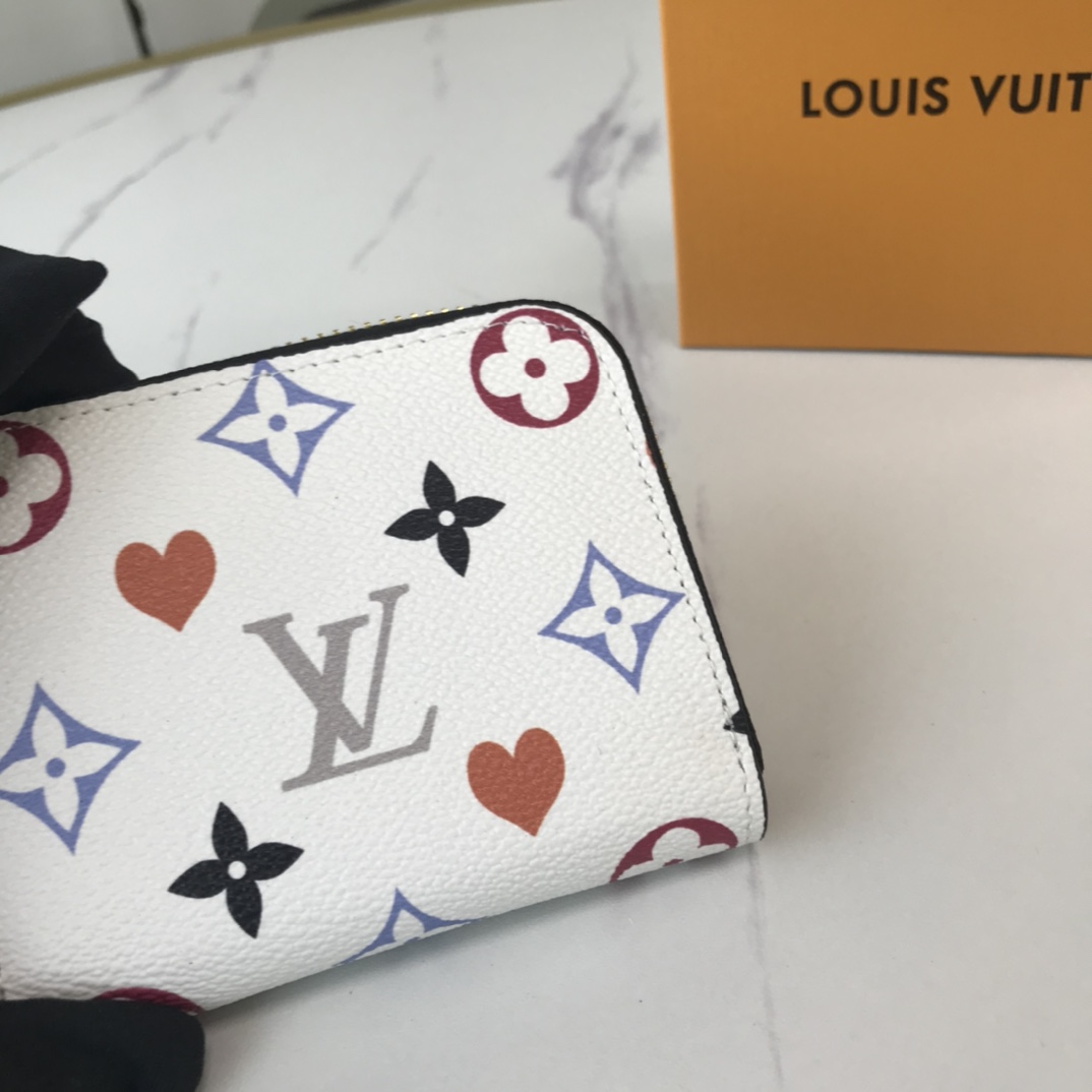 Juego de Louis Vuitton en Zippy Coin Purse M80305 Negro/Blanco-12