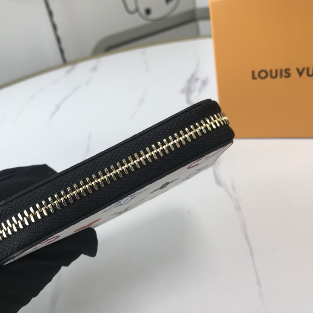 Juego de Louis Vuitton en Zippy Coin Purse M80305 Negro/Blanco-13