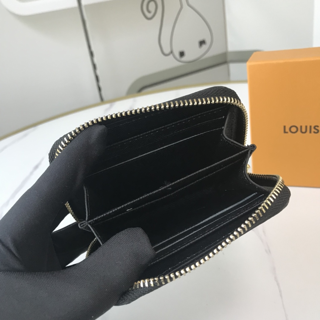 Juego de Louis Vuitton en Zippy Coin Purse M80305 Negro/Blanco-14