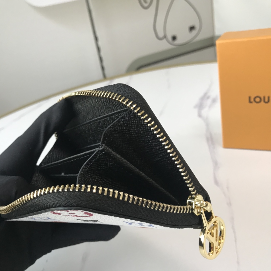 Juego de Louis Vuitton en Zippy Coin Purse M80305 Negro/Blanco-15