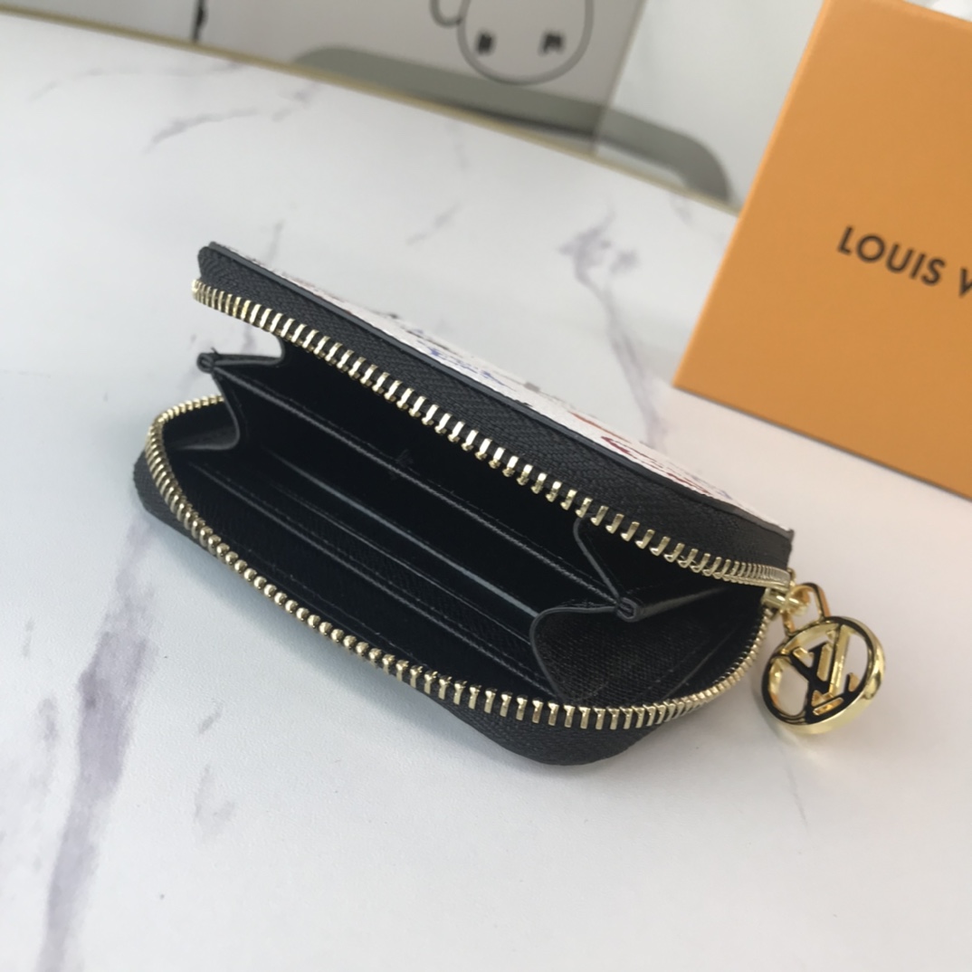 Juego de Louis Vuitton en Zippy Coin Purse M80305 Negro/Blanco-16