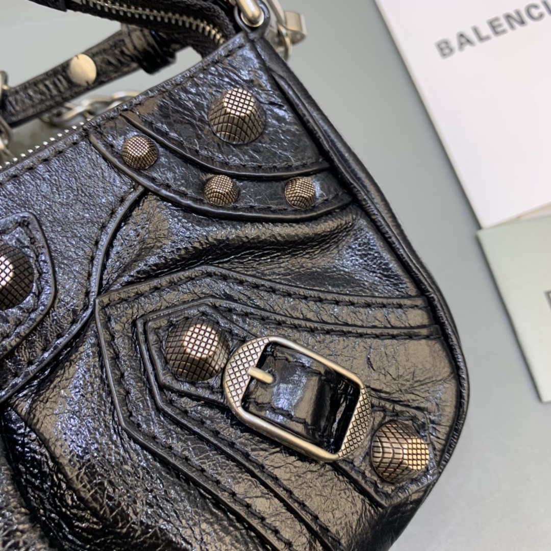 Balenciaga 6940271vg9 Le Cagole Mini Multipouch en Black Arena Lambskin-3