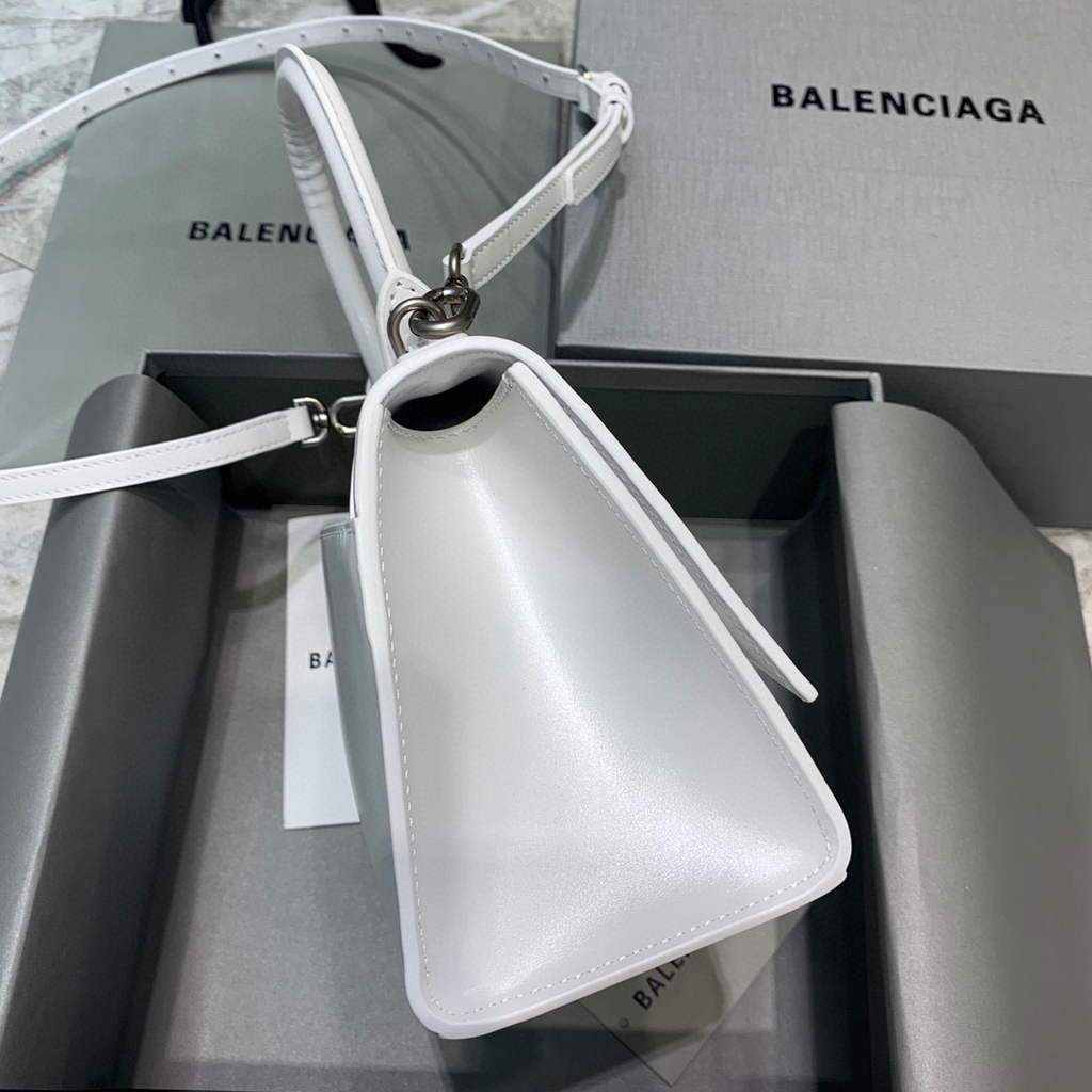 Balenciaga 593546 Hourglass Small Top Many Ternfskin Bolsa White-1