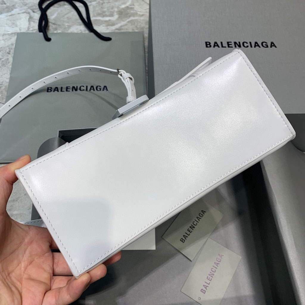 Balenciaga 593546 Hourglass Small Top Many Ternfskin Bolsa White-2