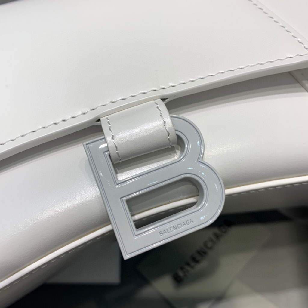 Balenciaga 593546 Hourglass Small Top Many Ternfskin Bolsa White-3