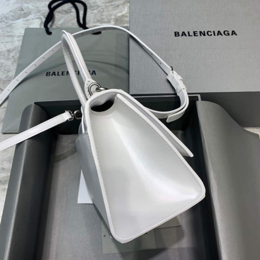 Balenciaga 593546 Hourglass Small Top Many Bordfskin Bolsa White Plate-1
