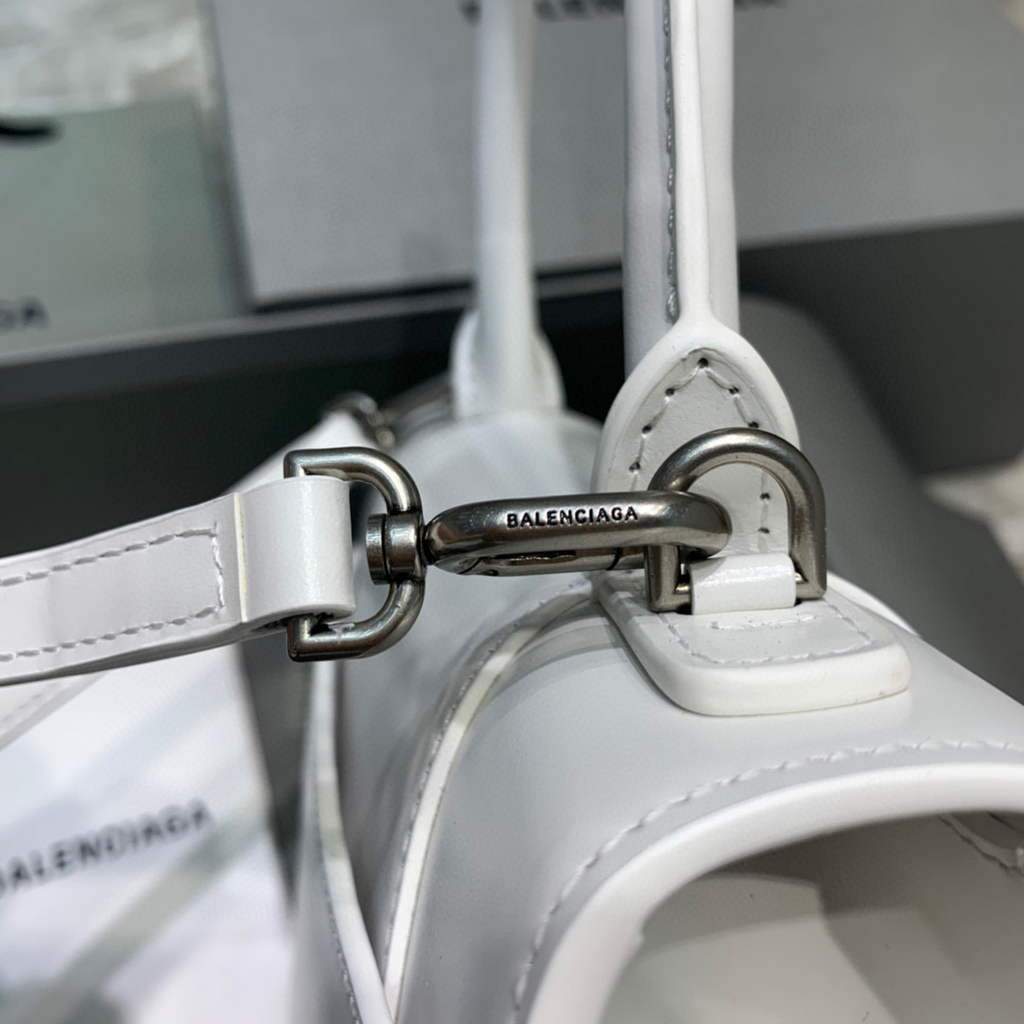 Balenciaga 593546 Hourglass Small Top Many Bordfskin Bolsa White Plate-4