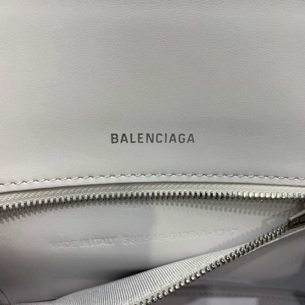 Balenciaga 593546 Hourglass Small Top Many Bordfskin Bolsa White Plate-6