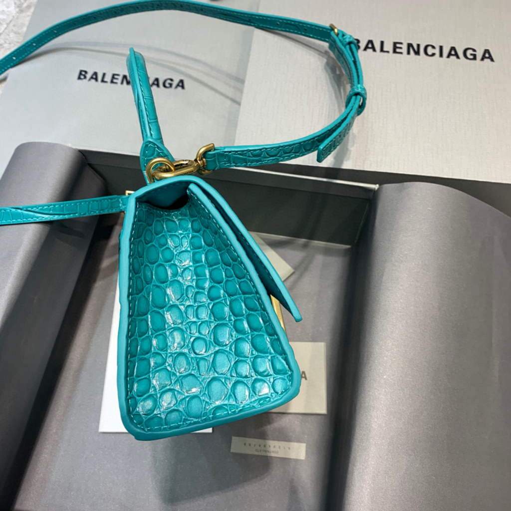 Balenciaga 592833 Harnglass XS Tople Bolsa Blue Gold-1