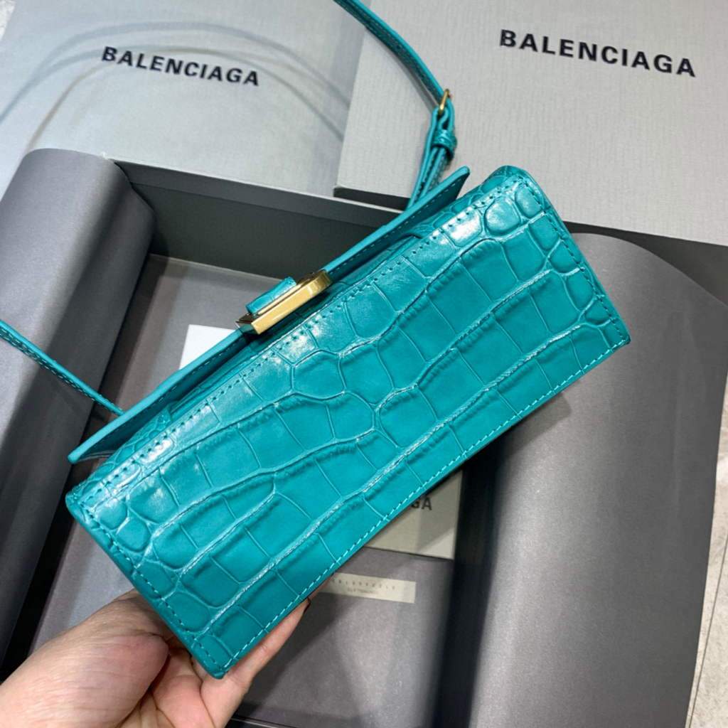 Balenciaga 592833 Harnglass XS Tople Bolsa Blue Gold-2