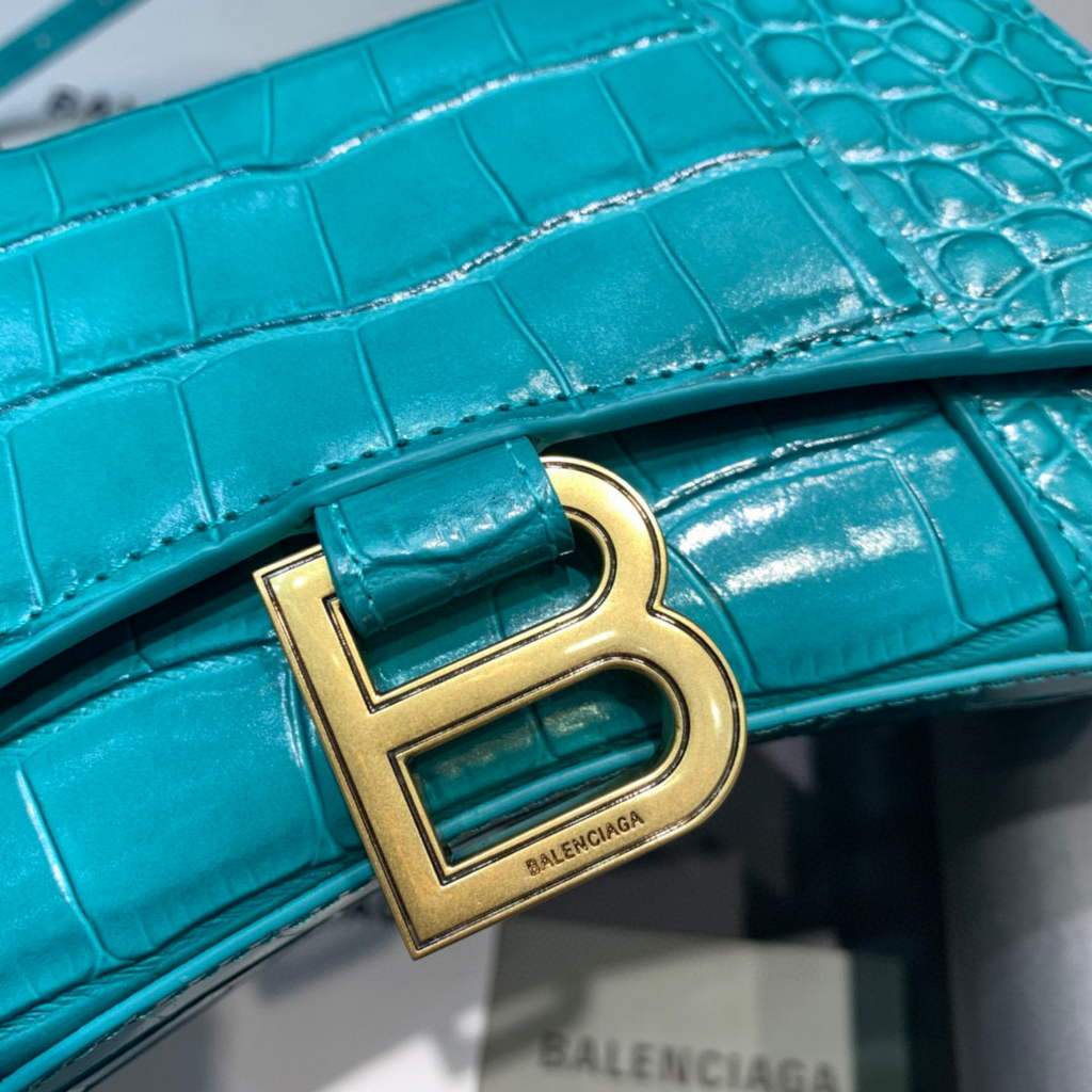 Balenciaga 592833 Harnglass XS Tople Bolsa Blue Gold-3