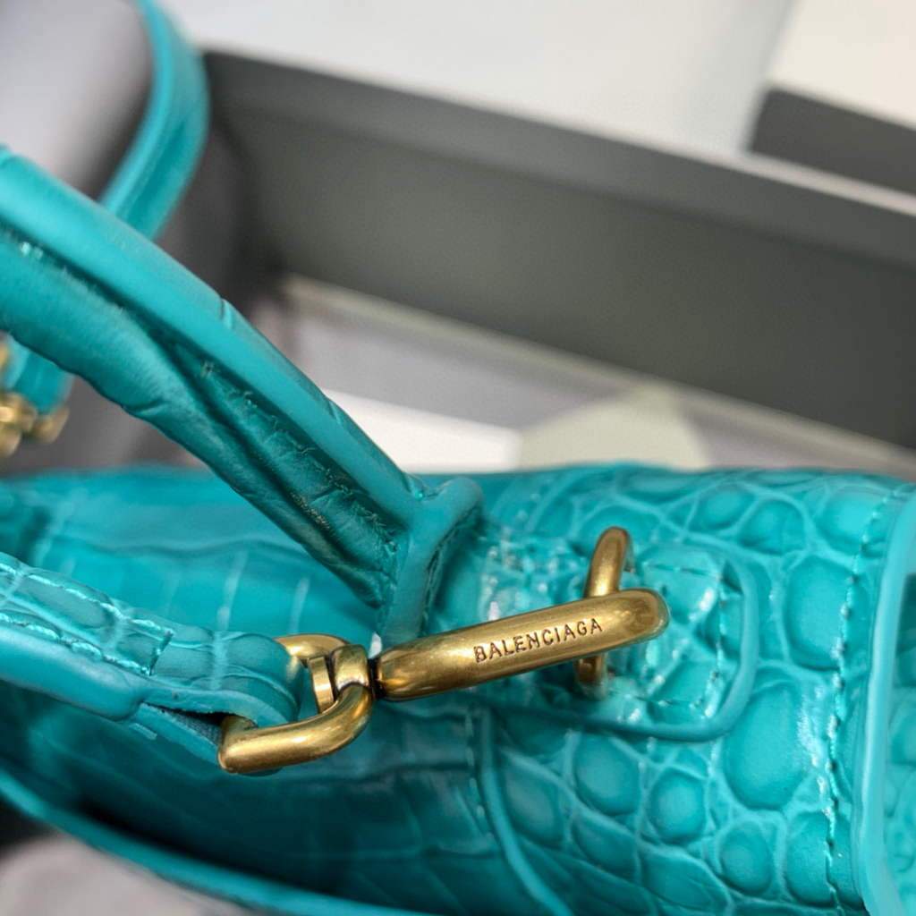 Balenciaga 592833 Harnglass XS Tople Bolsa Blue Gold-4