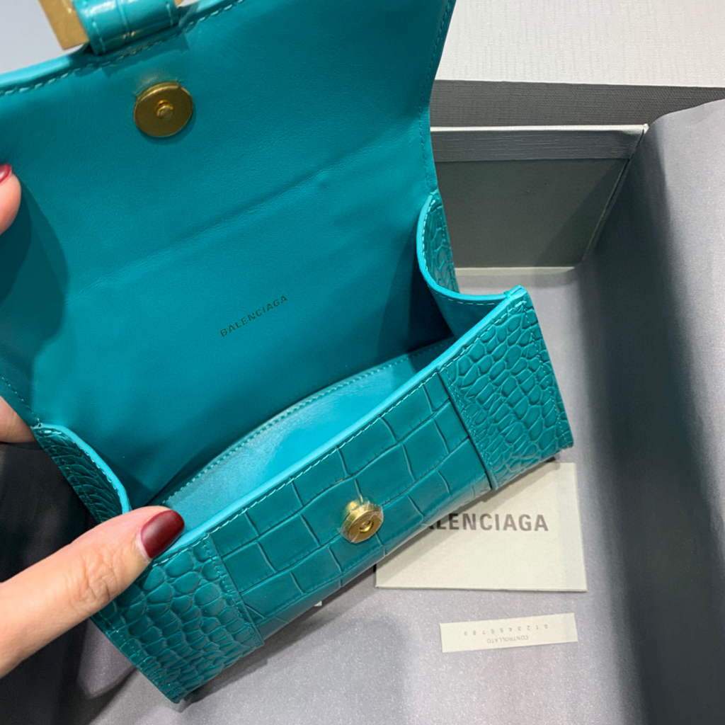Balenciaga 592833 Harnglass XS Tople Bolsa Blue Gold-5