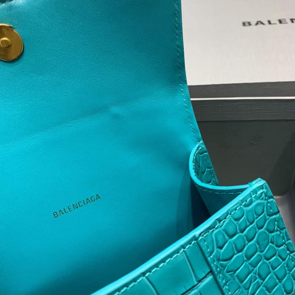 Balenciaga 592833 Harnglass XS Tople Bolsa Blue Gold-6