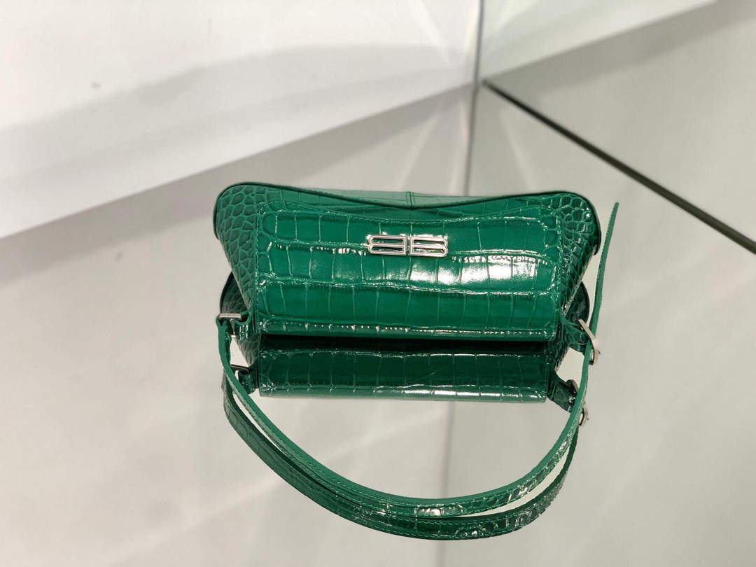 Balenciaga 695645 El cocodrilo de la bola de aleta pequeña xx de mujeres en relieve en verde-2