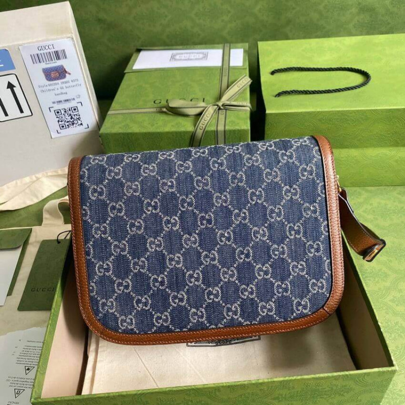 Gucci Horsebit 1955 Bolsa pequeña 602204 en mezclilla azul-2
