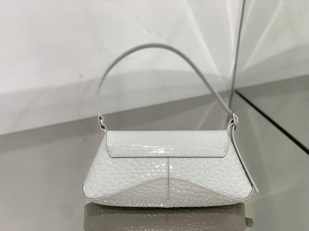 Balenciaga 695645 El cocodrilo de la bola de aleta pequeña xx de mujer en relieve en blanco-1
