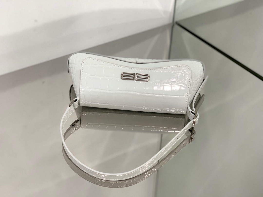Balenciaga 695645 El cocodrilo de la bola de aleta pequeña xx de mujer en relieve en blanco-2