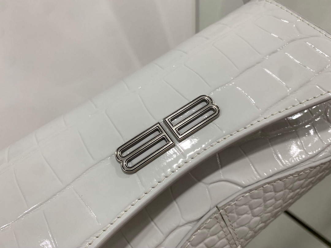 Balenciaga 695645 El cocodrilo de la bola de aleta pequeña xx de mujer en relieve en blanco-3