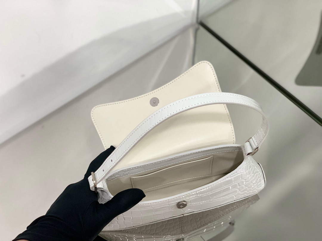 Balenciaga 695645 El cocodrilo de la bola de aleta pequeña xx de mujer en relieve en blanco-6