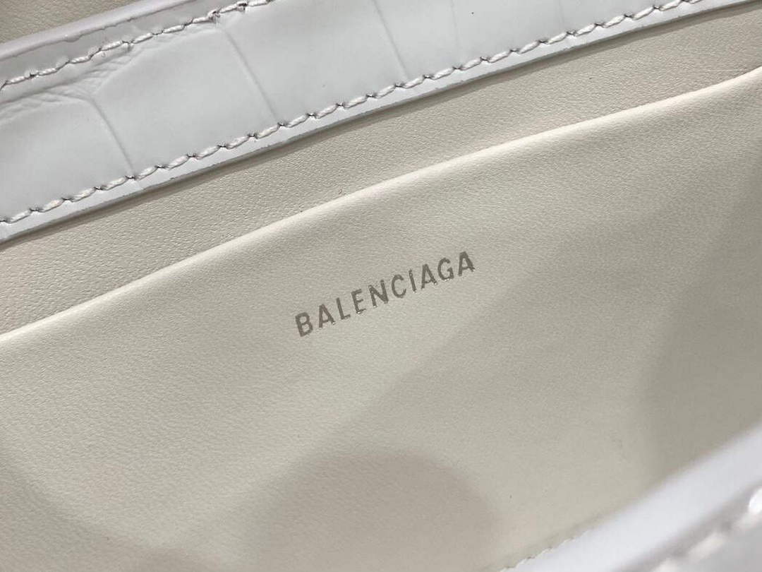 Balenciaga 695645 El cocodrilo de la bola de aleta pequeña xx de mujer en relieve en blanco-7