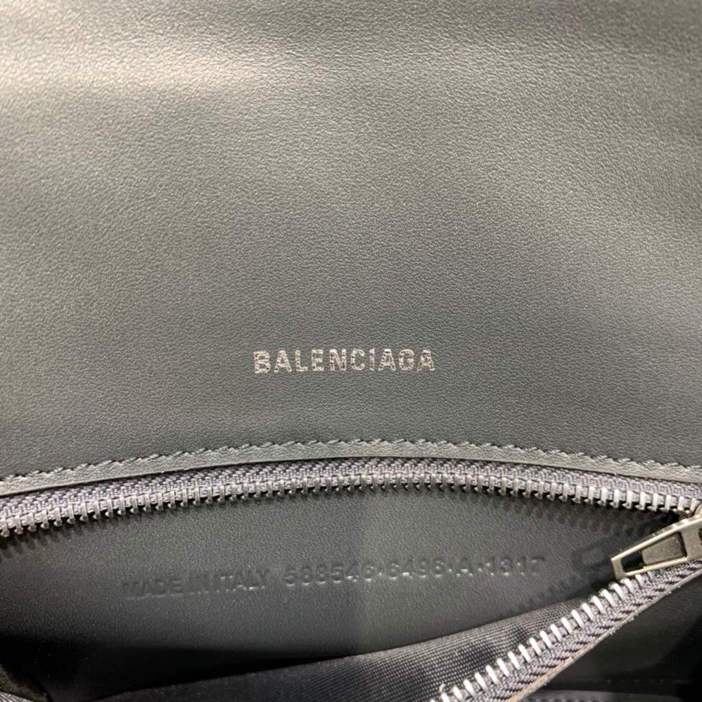 Balenciaga 593546 Hourglass Small Top Many Crocodile Bolsa Black Plate-6