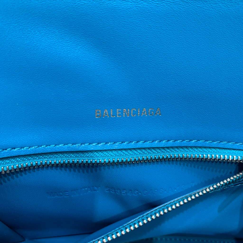 Balenciaga 593546 Hourglass Small Top Many Crocodile Bolsa Blue Silver-6