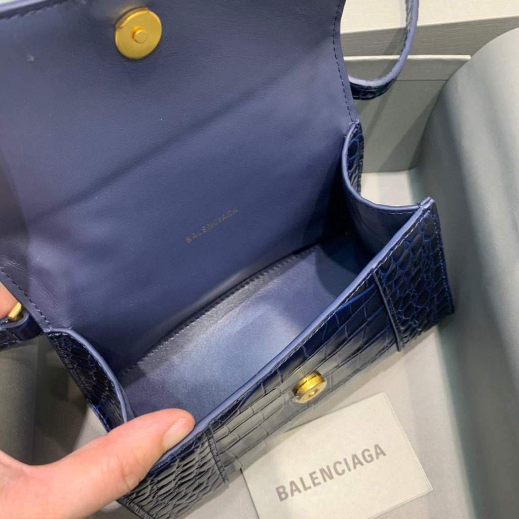 Balenciaga 592833 Bolsa de mango superior de Gabla de ardor XS azul marino-5