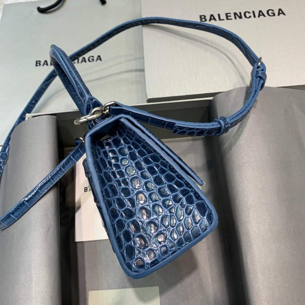 Balenciaga 592833 Bolsa de mango superior de Gabla de ardor XS Silver azul marino-1