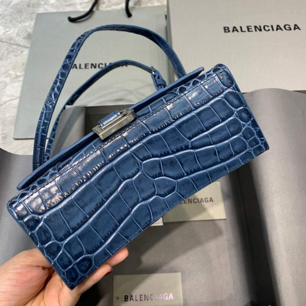 Balenciaga 592833 Bolsa de mango superior de Gabla de ardor XS Silver azul marino-2