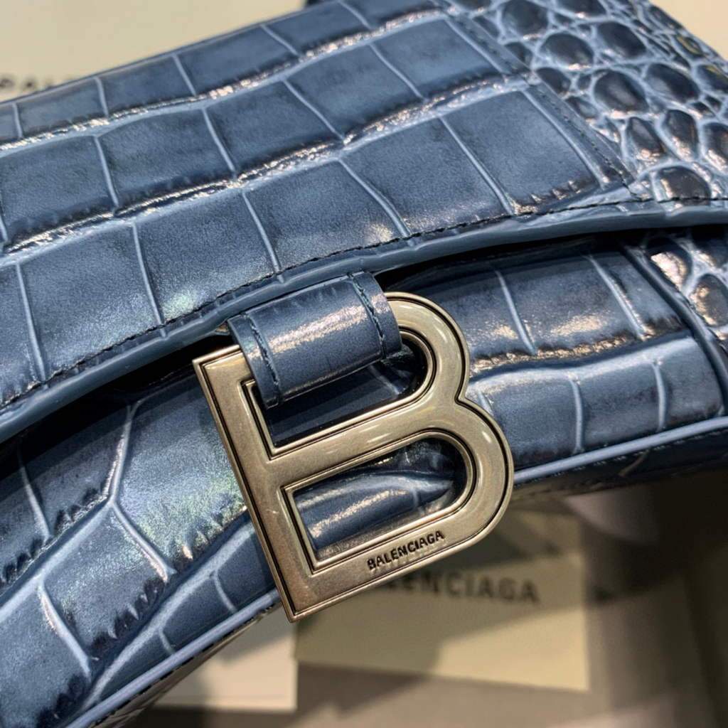 Balenciaga 592833 Bolsa de mango superior de Gabla de ardor XS Silver azul marino-3