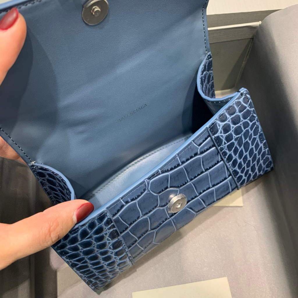Balenciaga 592833 Bolsa de mango superior de Gabla de ardor XS Silver azul marino-5