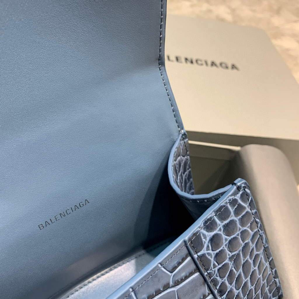 Balenciaga 592833 Bolsa de mango superior de Gabla de ardor XS Silver azul marino-6