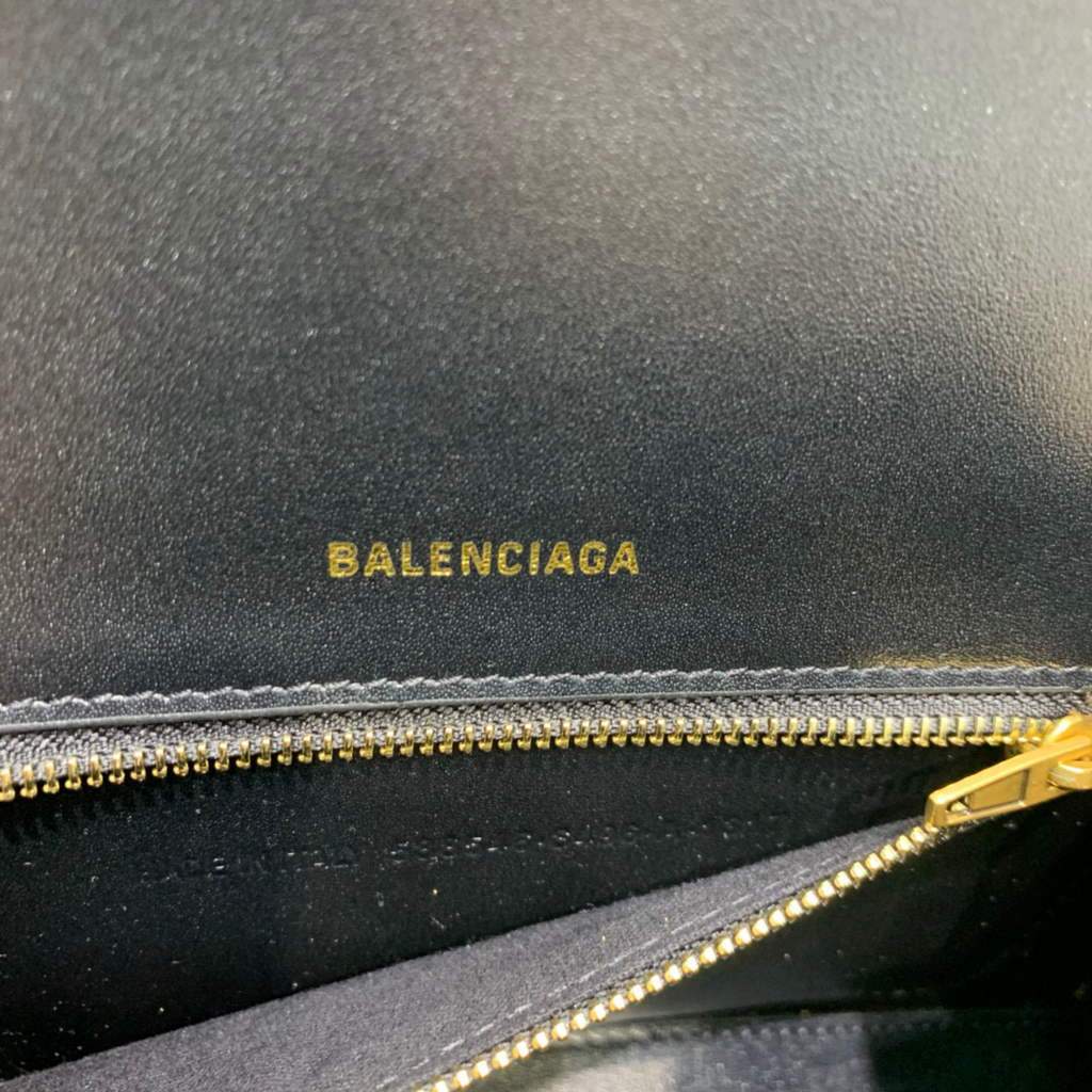 Balenciaga 593546 Hourglass Small Top Many Crocodile Bolsa Gold-6