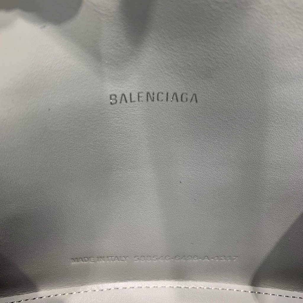 Balenciaga 592833 Hourglass XS Bolsa de mango superior azul marino plateado-6