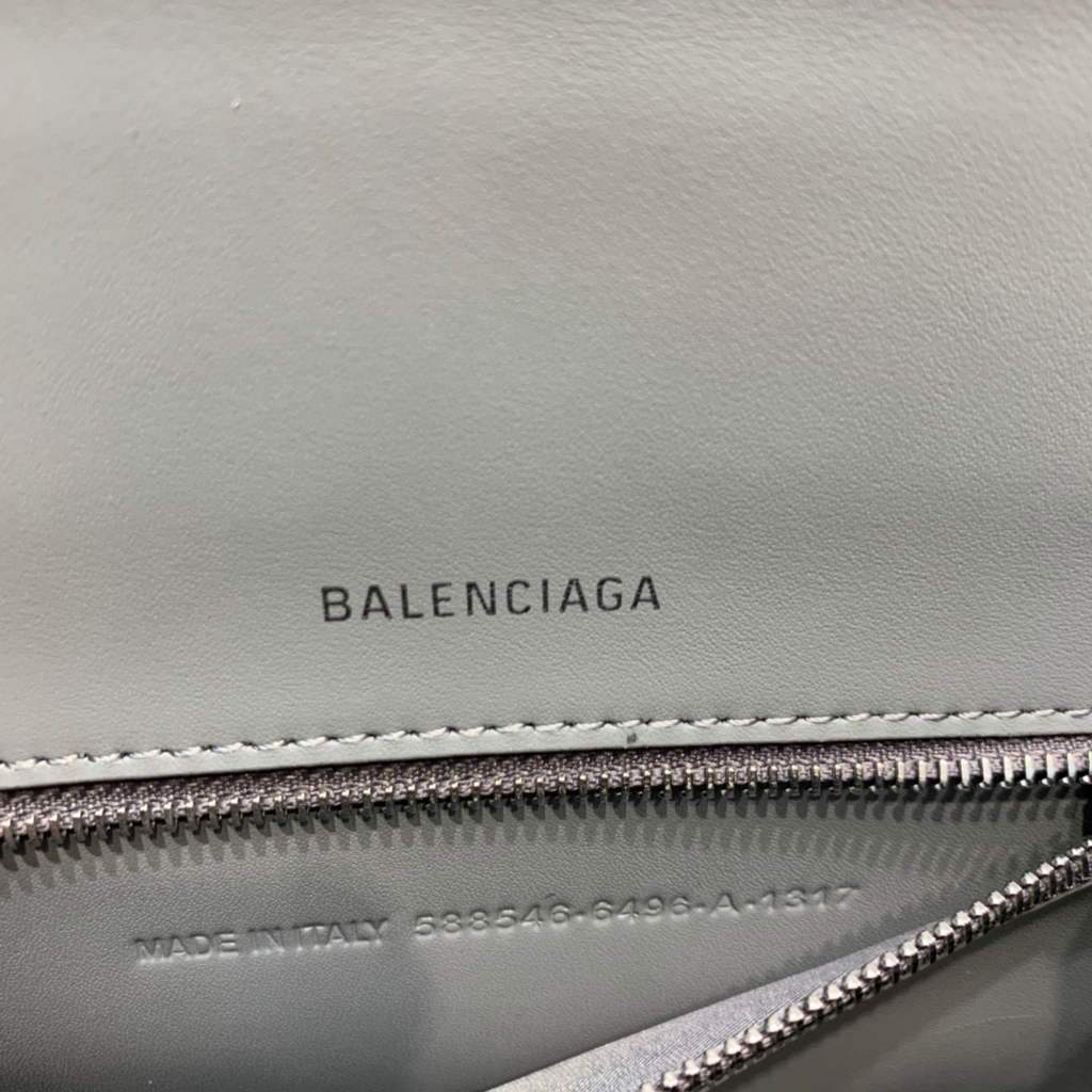 Balenciaga 593546 Hourglass Small Top Many Crocodile Bolsa Grey Plata-6