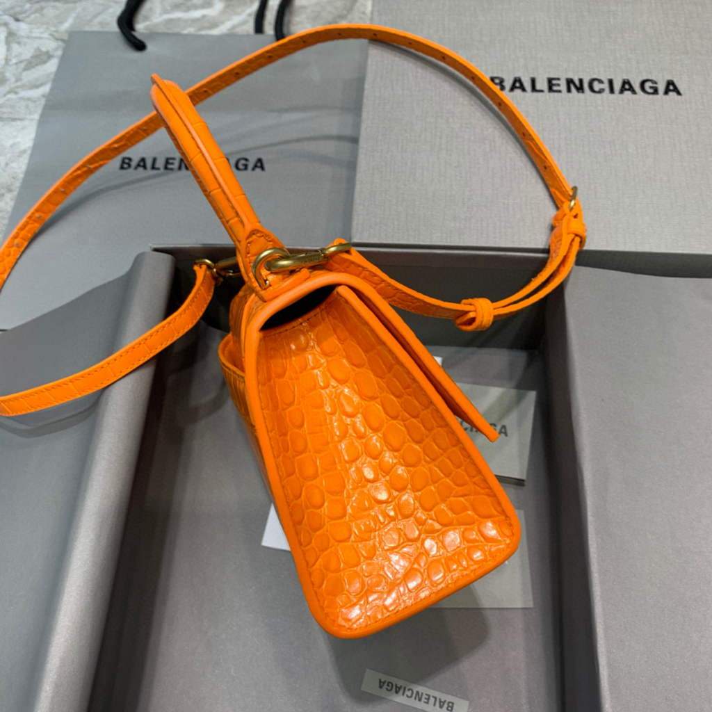 Balenciaga 592833 Hourglass XS Bolsa de mango superior Naranja-1
