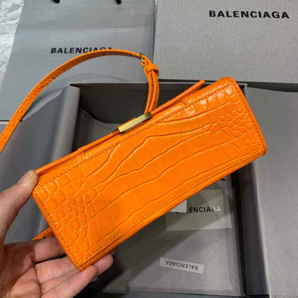 Balenciaga 592833 Hourglass XS Bolsa de mango superior Naranja-2