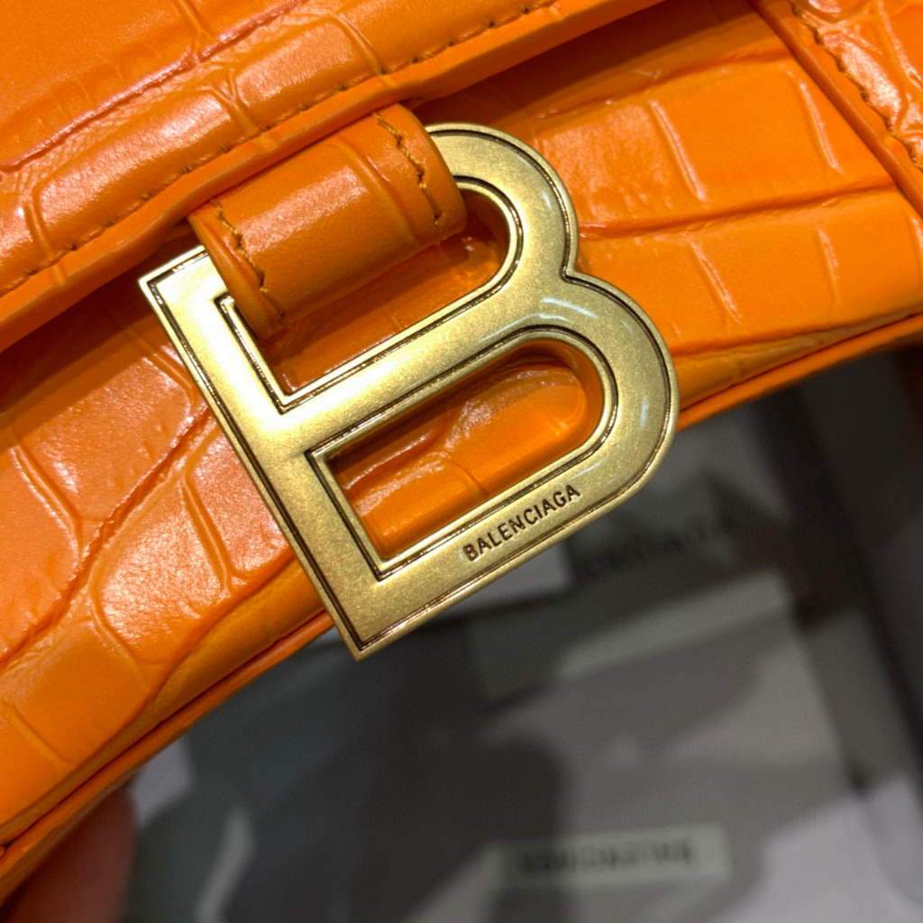 Balenciaga 592833 Hourglass XS Bolsa de mango superior Naranja-3