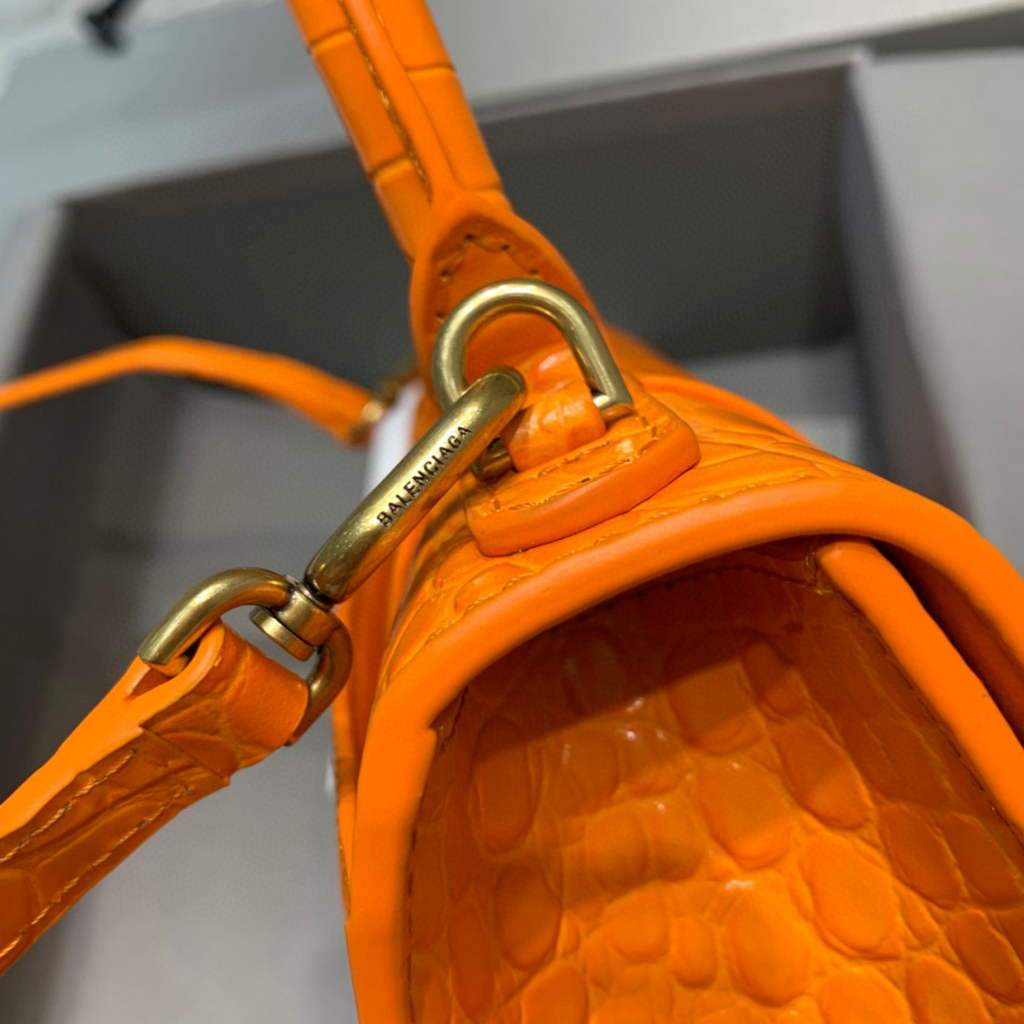 Balenciaga 592833 Hourglass XS Bolsa de mango superior Naranja-4