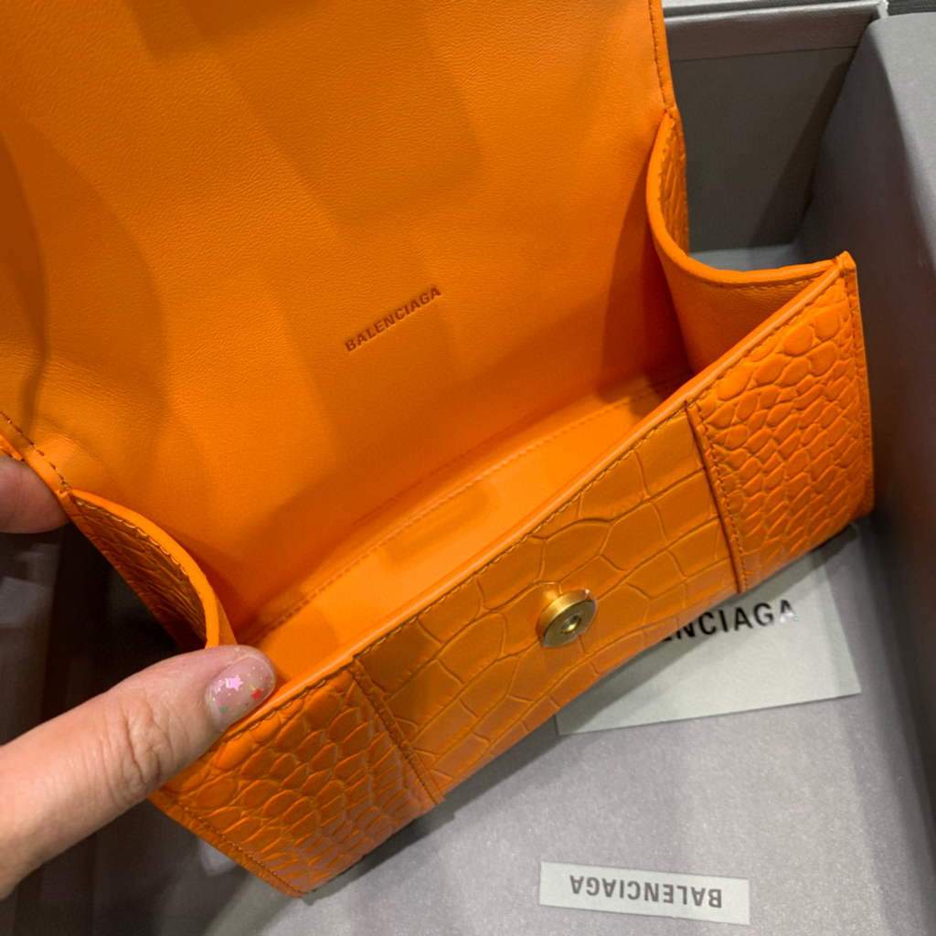Balenciaga 592833 Hourglass XS Bolsa de mango superior Naranja-5