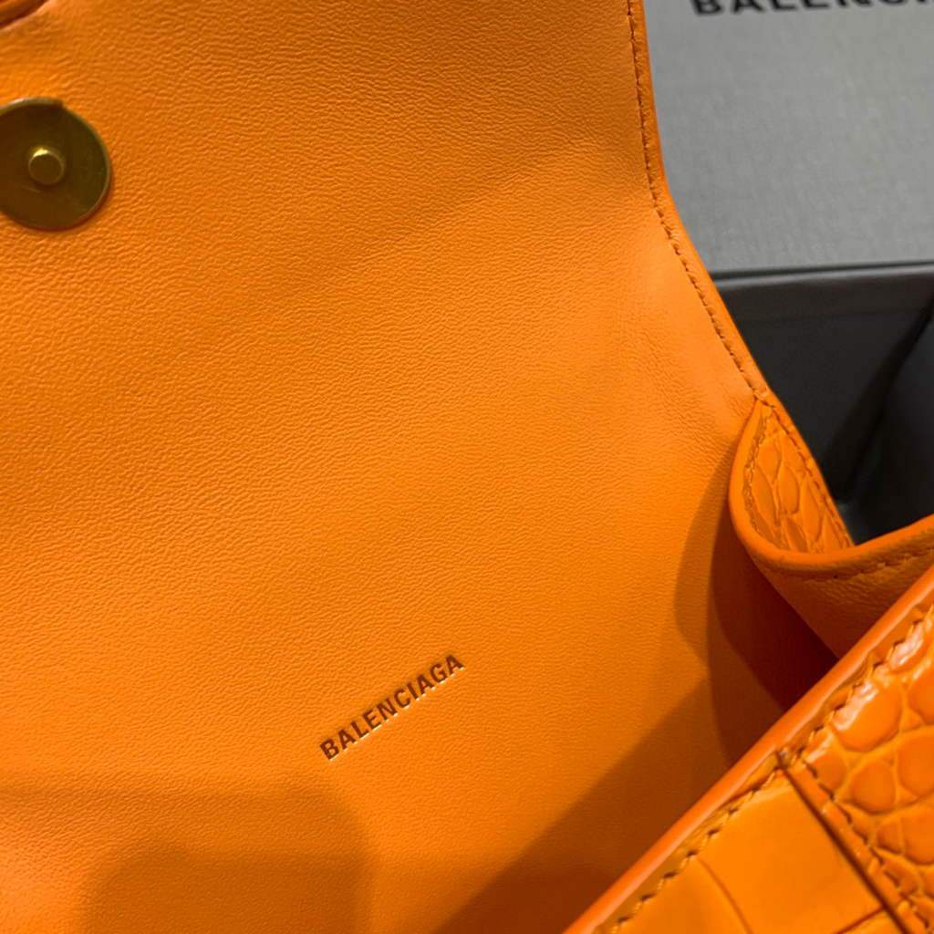 Balenciaga 592833 Hourglass XS Bolsa de mango superior Naranja-6