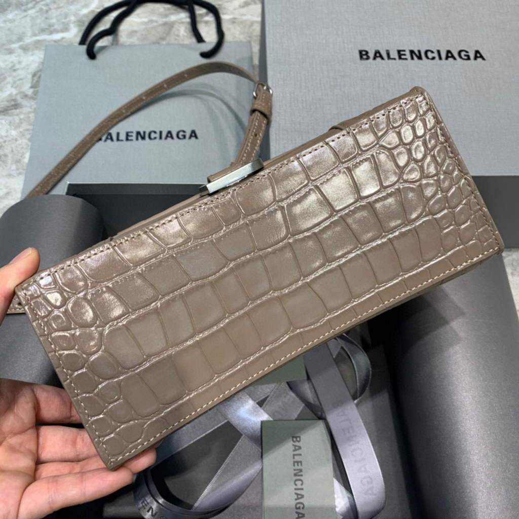 Balenciaga 593546 Hourglass Small Top Many Crocodile Bolsa Kakhi-2