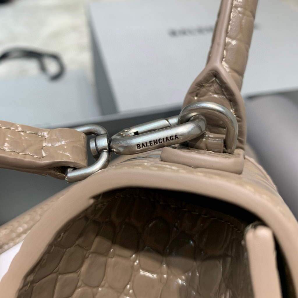 Balenciaga 593546 Hourglass Small Top Many Crocodile Bolsa Kakhi-4
