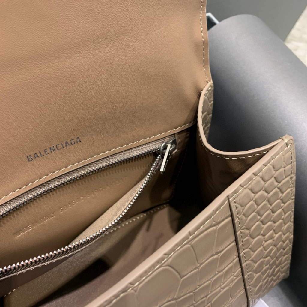 Balenciaga 593546 Hourglass Small Top Many Crocodile Bolsa Kakhi-6