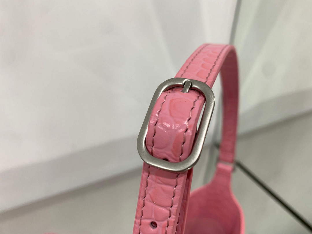 BALENCIAGA 695589 Pink en relieve de cocodrilo Hobo Bolsa Hobo Bolsa Fomen.-5