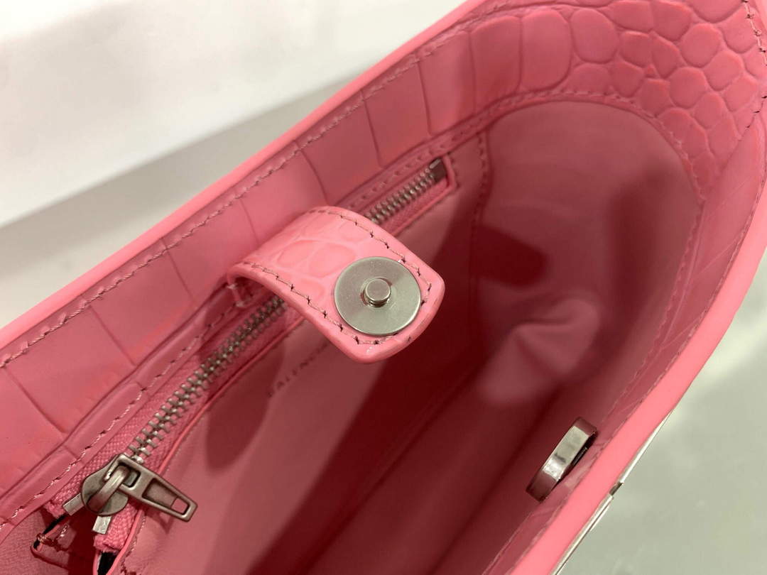 BALENCIAGA 695589 Pink en relieve de cocodrilo Hobo Bolsa Hobo Bolsa Fomen.-7