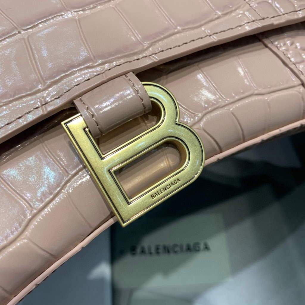 Balenciaga 593546 Harglass Small Top Many Crocodile Bolsa Pink-1