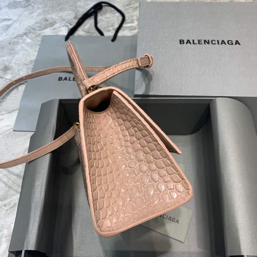 Balenciaga 593546 Harglass Small Top Many Crocodile Bolsa Pink-2