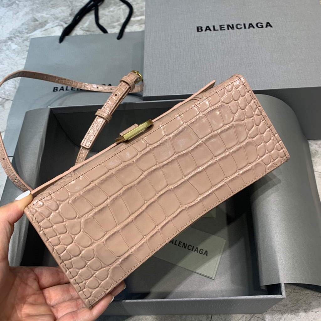 Balenciaga 593546 Harglass Small Top Many Crocodile Bolsa Pink-3